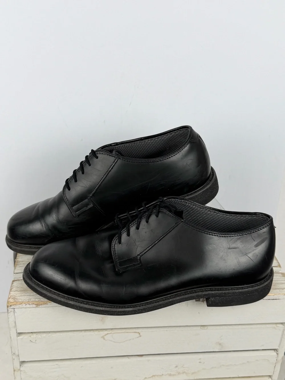 Bates Men's Leather Uniform Oxfords black leather size 10.5 Wide 3E
